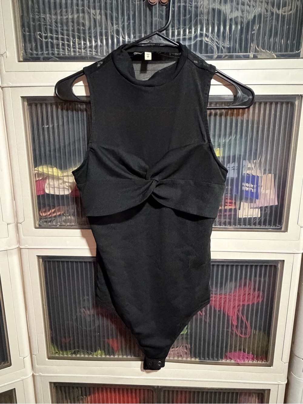 Black Knot-Front One-Piece bodysuit